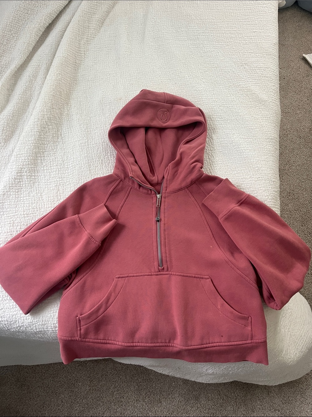 Lululemon Half-Zip Hooded Scuba Sweatshirt in Dusty Rose